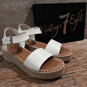 Vintage 7 Eight White Platform Sandals